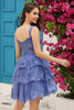 Load image into Gallery viewer, Sparkly Dark Blue Corset Tiered Graduation Dress with Lace