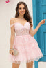 Load image into Gallery viewer, Cute A Line Dark Blue Corset Tiered Short Prom Dress with Lace