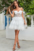 Load image into Gallery viewer, Princess A Line White Corset Tiered Short Homecoming Dress with Lace