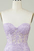 Load image into Gallery viewer, Hot Selling Bodycon Sweetheart Purple Corset Homecoming Dress with Appliques
