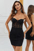 Load image into Gallery viewer, Black Corset Lace Tight Short Homecoming Dress