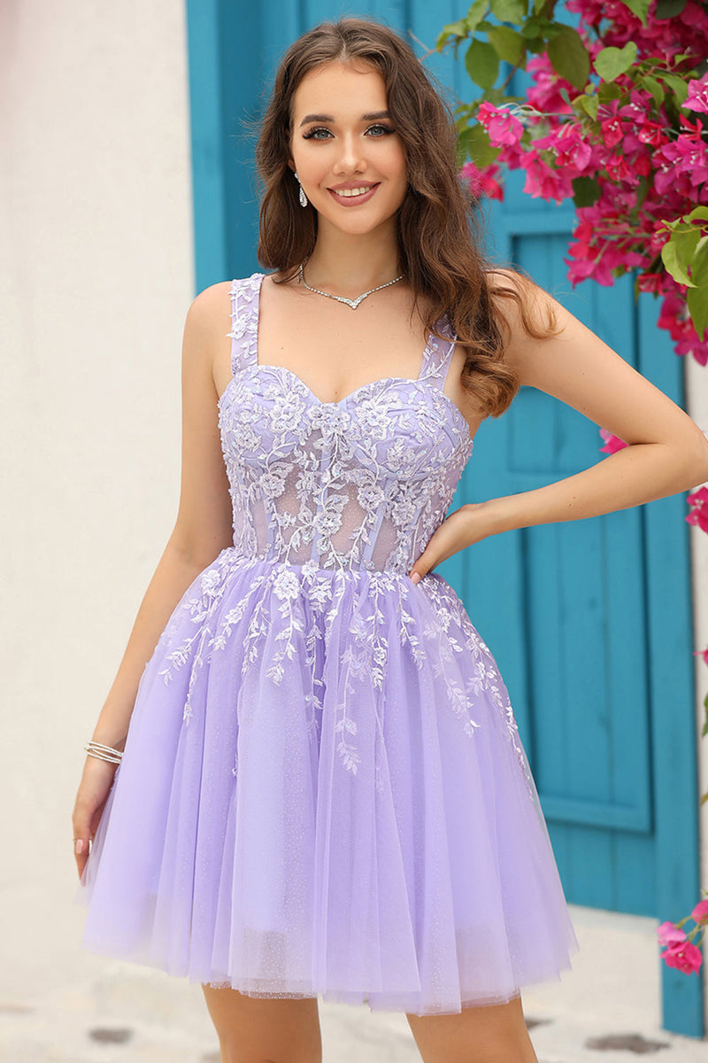 Load image into Gallery viewer, Lilac Corset Straps A-Line Graduation Dress