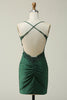 Load image into Gallery viewer, Sheath Spaghetti Straps Dark Green Short Prom Dress with Appliques