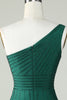 Load image into Gallery viewer, Sheath One Shoulder Dark Green Short Party Dress with Beading