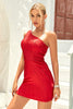 Load image into Gallery viewer, Bodycon One Shoulder Red Graduation Dress with Beading