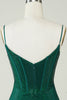 Load image into Gallery viewer, Sparkly Bodycon Spaghetti Straps Dark Green Short Homecoming Dress with Beading