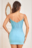 Load image into Gallery viewer, Bodycon Spaghetti Straps Dark Green Graduation Dress with Beading