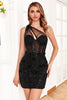 Load image into Gallery viewer, Sparkly Black Corset Sequins Tight Little Black Dress