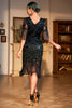 Load image into Gallery viewer, Dark Green V-neck Fringed Roaring 20s Party Dress