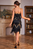 Spaghetti Straps Champagne Sequins 1920s Dress with Fringes