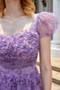 Load image into Gallery viewer, A Line Purple Printed Homecoming Dress with Ruffles