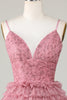 Load image into Gallery viewer, Cute A Line Spaghetti Straps Blush Homecoming Dress with Ruffles