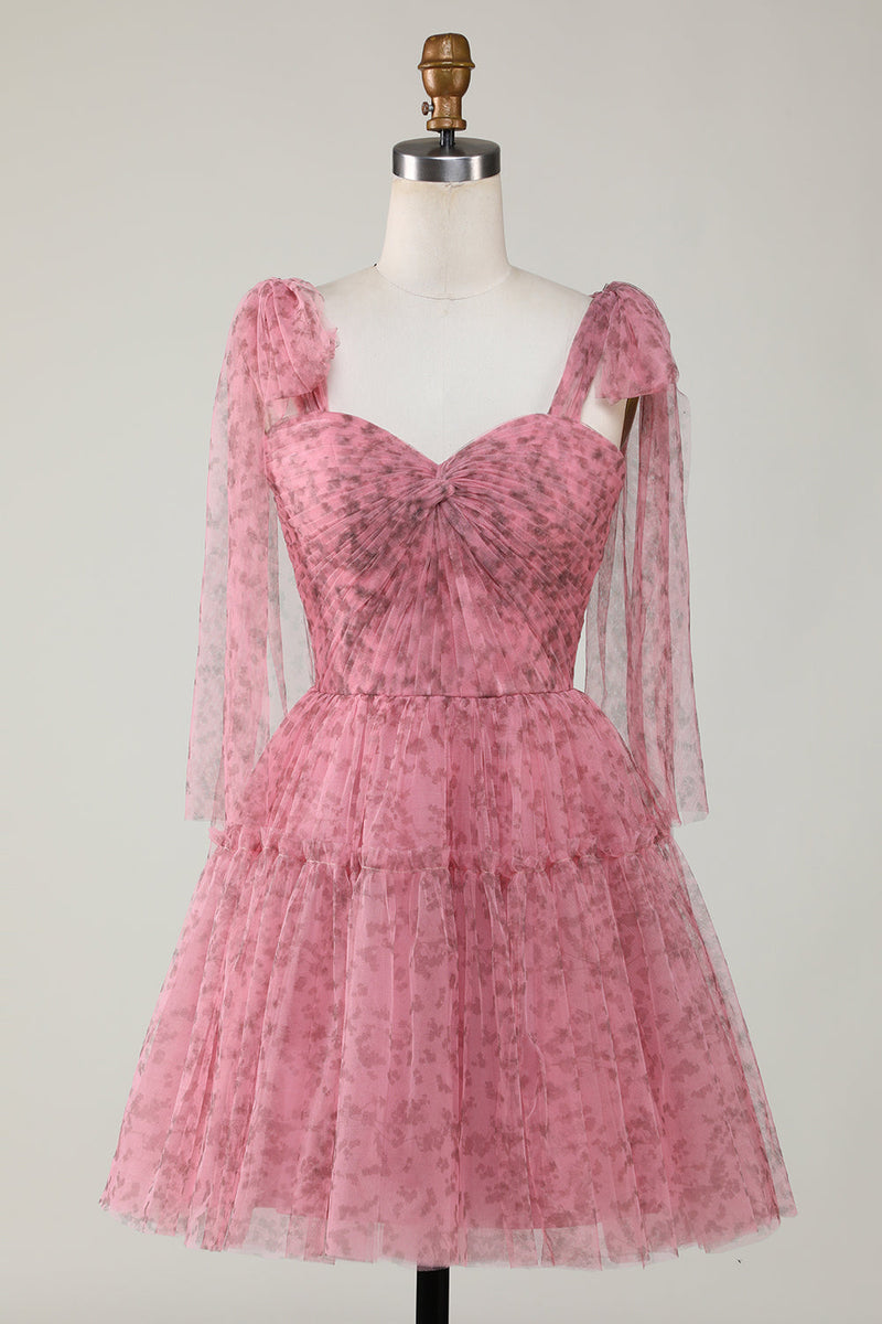 Load image into Gallery viewer, Blush Printed A-Line Short Tulle Homecoming Dress