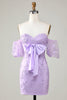 Load image into Gallery viewer, Bodycon Sweetheart Purple Short Homecoming Dress with Bowknot