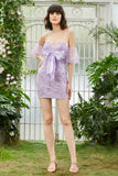 Sweetheart Purple Short Party Dress with Appliques