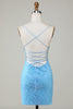 Load image into Gallery viewer, Sparkly Blue Beaded Tight Short Party Dress