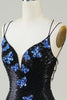 Load image into Gallery viewer, Black Glitter Tight Homecoming Dress with Sequins Butterflies