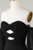Load image into Gallery viewer, Off The Shoulder Keyhole Black Homecoming Dress with Beading