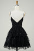 Load image into Gallery viewer, Gorgeous A Line Spaghetti Straps Dark Blue Sparkly Corset Graduation Dress