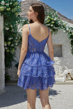 Gorgeous A Line Spaghetti Straps Dark Blue Sparkly Corset Graduation Dress