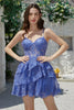 Load image into Gallery viewer, Gorgeous A Line Spaghetti Straps Dark Blue Sparkly Corset Graduation Dress