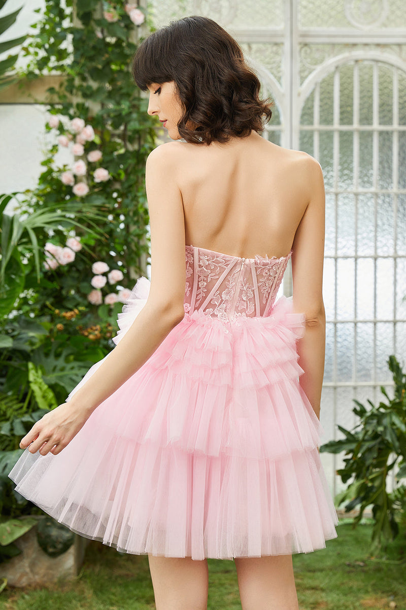 Load image into Gallery viewer, A-Line Sweetheart Pink Short Graduation Dress