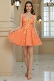 Orange A Line Glitter Graduation Dress with Sequins