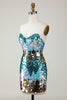 Load image into Gallery viewer, Sparkly Blue Sequined Tight Short Homecoming Dress