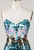 Load image into Gallery viewer, Sparkly Blue Sequined Tight Short Homecoming Dress