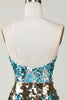 Load image into Gallery viewer, Sparkly Blue Sequined Tight Short Homecoming Dress