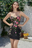 Load image into Gallery viewer, Gorgeous Sheath Sweetheart Black Corset Homecoming Dress with Appliques