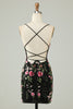 Load image into Gallery viewer, Black Spaghetti Straps Bodycon Homecoming Dress With Appliques