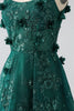 Load image into Gallery viewer, Glitter Dark Green Spaghetti Straps Lace Flower Long Corset Prom Dress