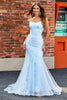 Load image into Gallery viewer, Sparkly Light Blue Beaded Mermaid Long Prom Dress