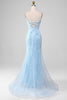 Load image into Gallery viewer, Sparkly Light Blue Beaded Mermaid Long Prom Dress