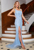 Load image into Gallery viewer, Mermaid Light Blue Stylish Long Prom Dress with Appliques
