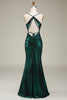 Load image into Gallery viewer, Hot Mermaid Spaghetti Straps Dark Green Long Prom Dress with Open Back