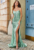 Load image into Gallery viewer, Trendy Mermaid Spaghetti Straps Green Long Prom Dress with Criss Cross Back