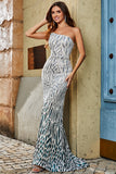 Stylish Mermaid One Shoulder Dark Green Sequins Long Prom Dress