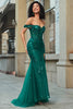 Load image into Gallery viewer, Stylish Mermaid Off the Shoulder Dark Green Corset Prom Dress with Split Front