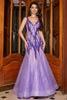 Load image into Gallery viewer, Stunning Mermaid V Neck Purple Sequins Long Prom Dress with Open Back