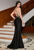 Load image into Gallery viewer, Black Mermaid Spaghetti Straps Long Prom Dress with Slit