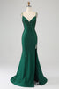 Load image into Gallery viewer, Sparkly Dark Green Beaded Long Mermaid Prom Dress with Slit