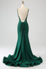 Load image into Gallery viewer, Sparkly Dark Green Beaded Long Mermaid Prom Dress with Slit