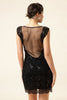 Load image into Gallery viewer, Black Sequined 1920s Gatsby Dress with 20s Accessories Set