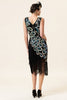 Load image into Gallery viewer, Black and Blue Sequined Fringes 1920s Gatsby Flapper Dress with 20s Accessories Set