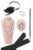 Load image into Gallery viewer, Black and Blue Sequined Fringes 1920s Gatsby Flapper Dress with 20s Accessories Set