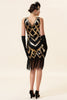 Load image into Gallery viewer, Golden Sleeveless Fringes Flapper Dress with 1920s Accessories Set