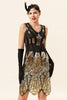 Load image into Gallery viewer, Golden Sequins Glitter Flapper Dress with 1920s Accessories Set