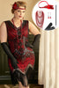 Load image into Gallery viewer, Red Plus Size 1920s Gatsby Dress with 20s Acessories Set